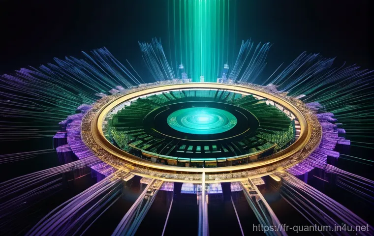 양자컴퓨터와 클라우드 서비스 - **Prompt:** A dynamic and abstract visualization of the fusion of quantum computing and cloud techno...