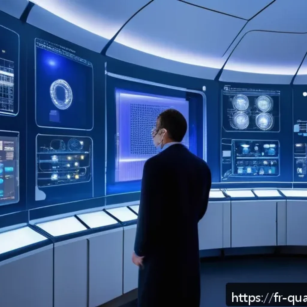 양자컴퓨터의 시장화 전망 - A futuristic quantum computing laboratory scene in Paris, featuring scientists in professional attir...
