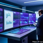 양자컴퓨터와 인공지능의 융합 - A futuristic laboratory scene in a high-tech French research center, showcasing a diverse team of sc...