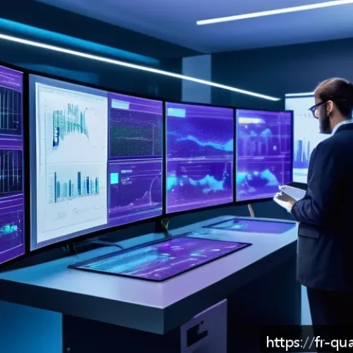양자컴퓨터와 인공지능의 융합 - A futuristic laboratory scene in a high-tech French research center, showcasing a diverse team of sc...