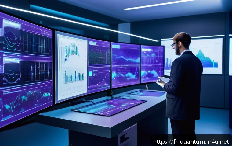 양자컴퓨터와 인공지능의 융합 - A futuristic laboratory scene in a high-tech French research center, showcasing a diverse team of sc...