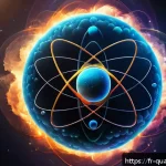 양자화학의 실험 - A detailed scientific illustration of an atom with electron probability clouds surrounding the nucle...