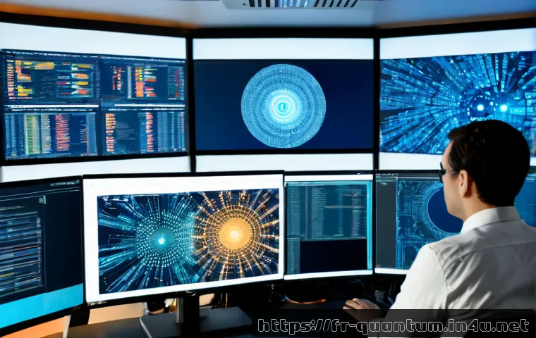 Home 17 양자컴퓨터와 사이버 보안 - Photorealistic cybersecurity operations center in Paris, France, with a diverse French security anal...